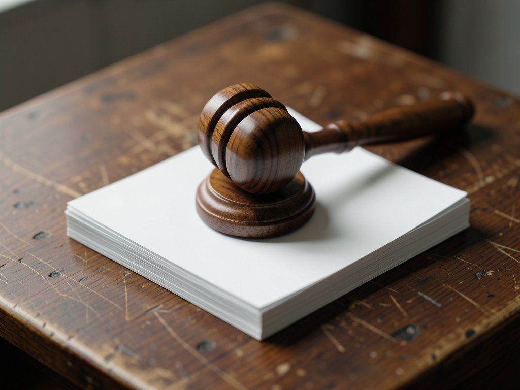 A gavel and legal documents on a desk, representing legal agreements and terms of use.